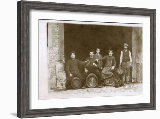 Group of Working Men with a Dog, France-null-Framed Photographic Print