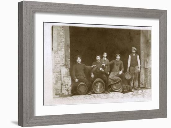 Group of Working Men with a Dog, France-null-Framed Photographic Print