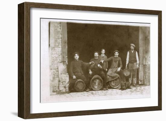 Group of Working Men with a Dog, France-null-Framed Photographic Print