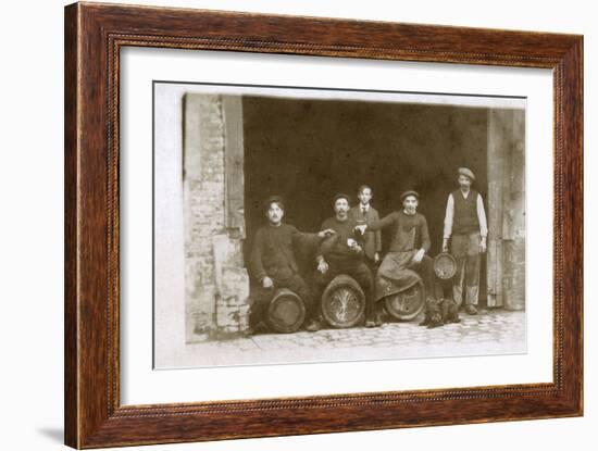 Group of Working Men with a Dog, France-null-Framed Photographic Print