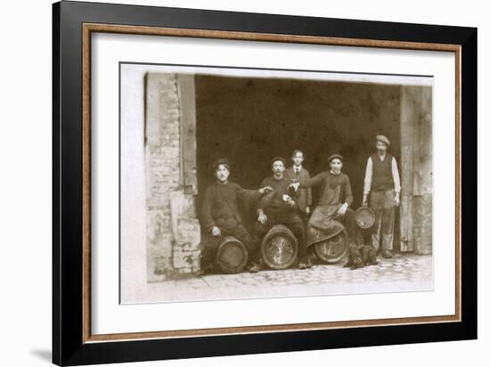 Group of Working Men with a Dog, France-null-Framed Photographic Print