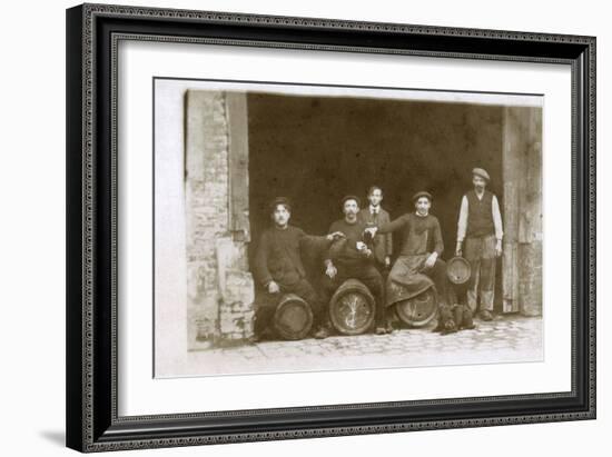 Group of Working Men with a Dog, France-null-Framed Photographic Print