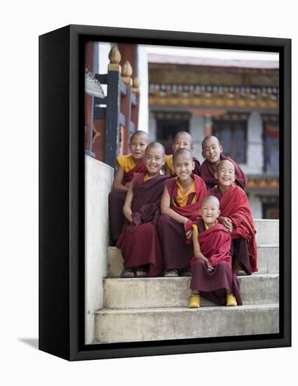 Group of Young Buddhist Monks, Karchu Dratsang Monastery, Jankar, Bumthang, Bhutan-Angelo Cavalli-Framed Premier Image Canvas