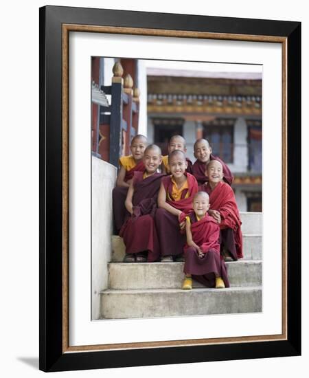 Group of Young Buddhist Monks, Karchu Dratsang Monastery, Jankar, Bumthang, Bhutan-Angelo Cavalli-Framed Photographic Print