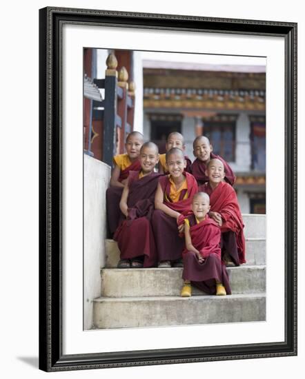Group of Young Buddhist Monks, Karchu Dratsang Monastery, Jankar, Bumthang, Bhutan-Angelo Cavalli-Framed Photographic Print