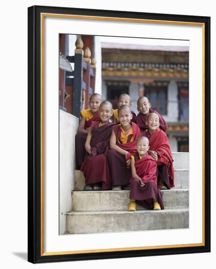 Group of Young Buddhist Monks, Karchu Dratsang Monastery, Jankar, Bumthang, Bhutan-Angelo Cavalli-Framed Photographic Print