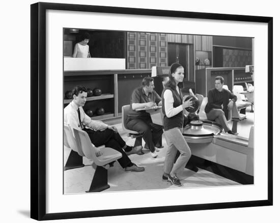 Group of Young People at Silver Blades Bowling Alley, Sheffield, South Yorkshire, 1965-Michael Walters-Framed Photographic Print