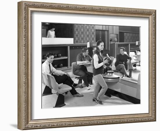 Group of Young People at Silver Blades Bowling Alley, Sheffield, South Yorkshire, 1965-Michael Walters-Framed Photographic Print