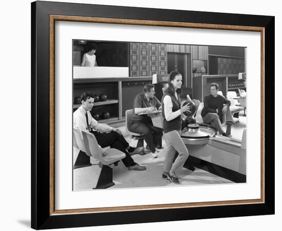 Group of Young People at Silver Blades Bowling Alley, Sheffield, South Yorkshire, 1965-Michael Walters-Framed Photographic Print