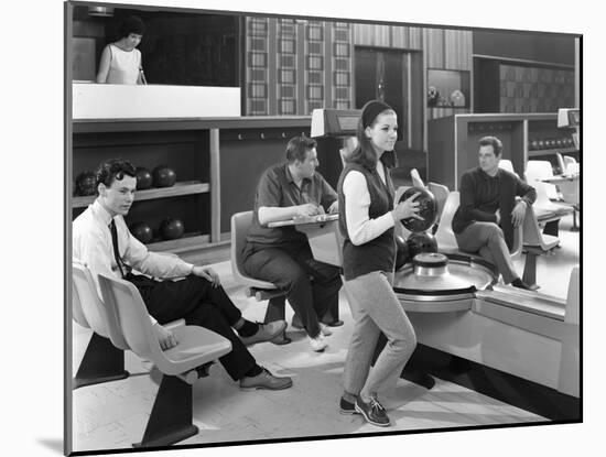 Group of Young People at Silver Blades Bowling Alley, Sheffield, South Yorkshire, 1965-Michael Walters-Mounted Photographic Print