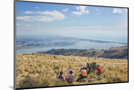 Group of young people enjoying a picnic on the Port Hills, Christchurch, Canterbury, South Island, -Ruth Tomlinson-Mounted Photographic Print