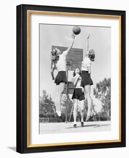 Group of Young Woman Playing Basketball-null-Framed Photo