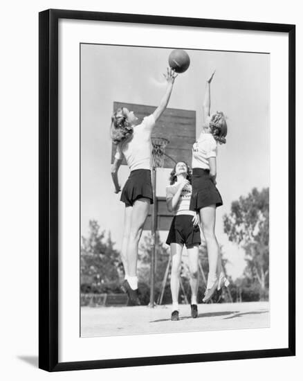 Group of Young Woman Playing Basketball-null-Framed Photo