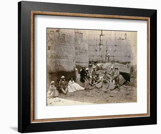 Group photograph in the Hall of Columns, Karnak, Egypt, 1862-Francis Bedford-Framed Giclee Print