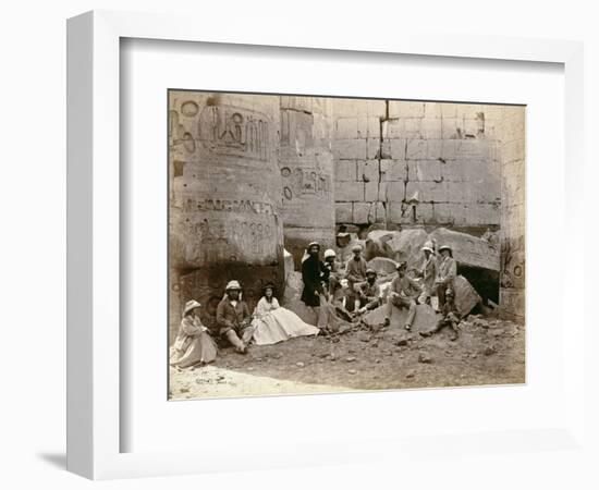 Group photograph in the Hall of Columns, Karnak, Egypt, 1862-Francis Bedford-Framed Giclee Print