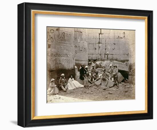 Group photograph in the Hall of Columns, Karnak, Egypt, 1862-Francis Bedford-Framed Giclee Print