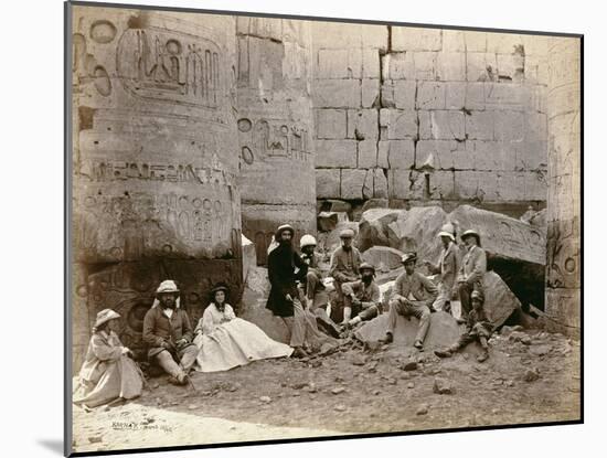 Group photograph in the Hall of Columns, Karnak, Egypt, 1862-Francis Bedford-Mounted Giclee Print