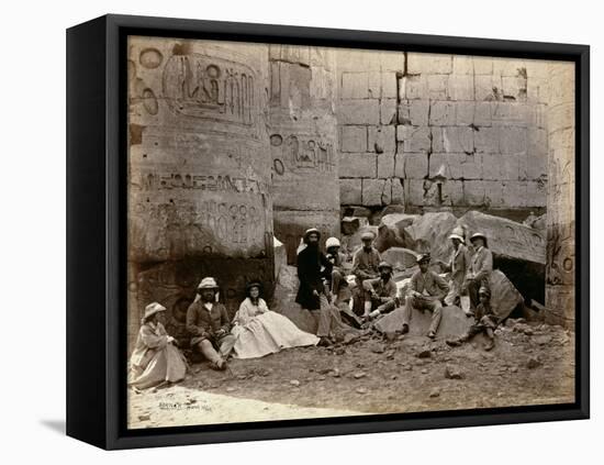 Group Photograph in the Hall of Columns, Karnak, Thebes, 1862-Francis Bedford-Framed Premier Image Canvas