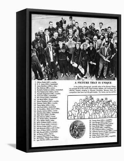 Group Photograph of 39 Athletes and Winners of 40 Gold Medals at the 1956 Melbourne Olympics-null-Framed Premier Image Canvas