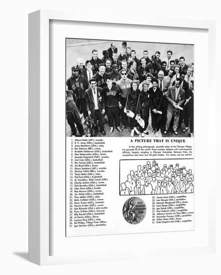 Group Photograph of 39 Athletes and Winners of 40 Gold Medals at the 1956 Melbourne Olympics-null-Framed Photographic Print