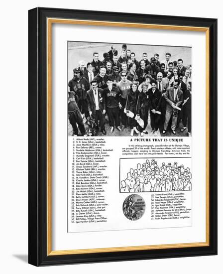 Group Photograph of 39 Athletes and Winners of 40 Gold Medals at the 1956 Melbourne Olympics-null-Framed Photographic Print