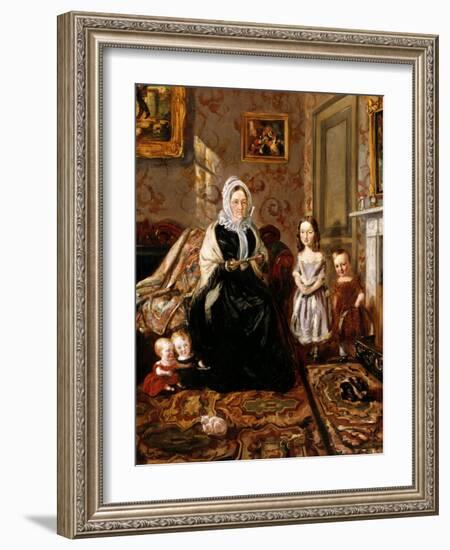 Group Portrait of Henry Clark's Mother-In-Law, Mrs Davies, and Four of His Children in the Drawing-William Holman Hunt-Framed Giclee Print