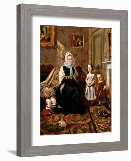 Group Portrait of Henry Clark's Mother-In-Law, Mrs Davies, and Four of His Children in the Drawing-William Holman Hunt-Framed Giclee Print