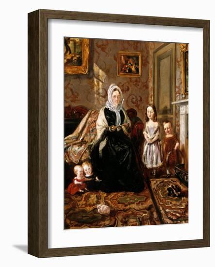 Group Portrait of Henry Clark's Mother-In-Law, Mrs Davies, and Four of His Children in the Drawing-William Holman Hunt-Framed Giclee Print