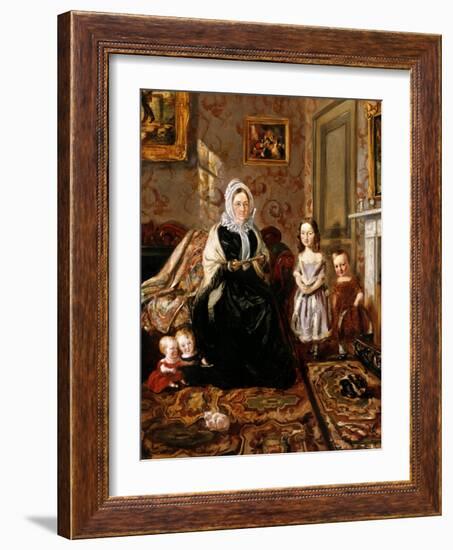 Group Portrait of Henry Clark's Mother-In-Law, Mrs Davies, and Four of His Children in the Drawing-William Holman Hunt-Framed Giclee Print