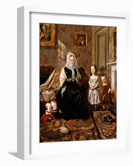 Group Portrait of Henry Clark's Mother-In-Law, Mrs Davies, and Four of His Children in the Drawing-William Holman Hunt-Framed Giclee Print