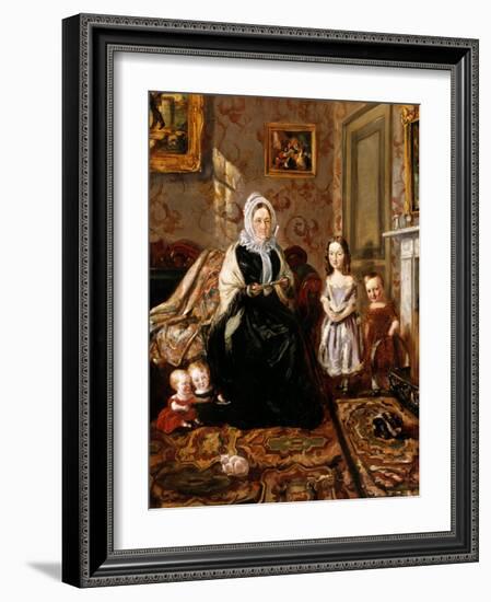 Group Portrait of Henry Clark's Mother-In-Law, Mrs Davies, and Four of His Children in the Drawing-William Holman Hunt-Framed Giclee Print