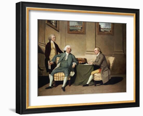 Group Portrait of Sergeant-At-Arms Bonfoy, His Son, and John Clementson, Sen-John Hamilton Mortimer-Framed Giclee Print