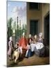 Group Portrait of the Van Den Bosch Family, Dining by a House, a Topiary Garden Beyond, 1777-Jan Josef the Younger Horemans-Mounted Giclee Print