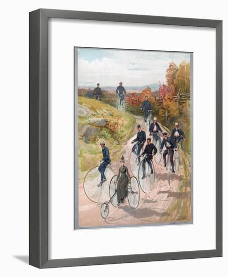 Group Riding Penny-Farthing Bicycles, 1887-null-Framed Giclee Print