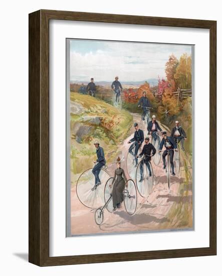 Group Riding Penny-Farthing Bicycles, 1887-null-Framed Giclee Print