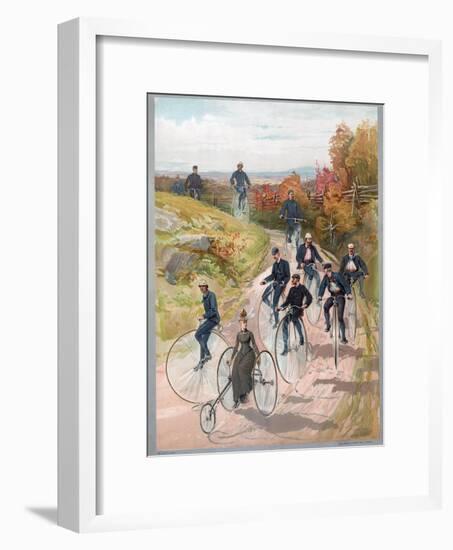 Group Riding Penny-Farthing Bicycles, 1887-null-Framed Giclee Print