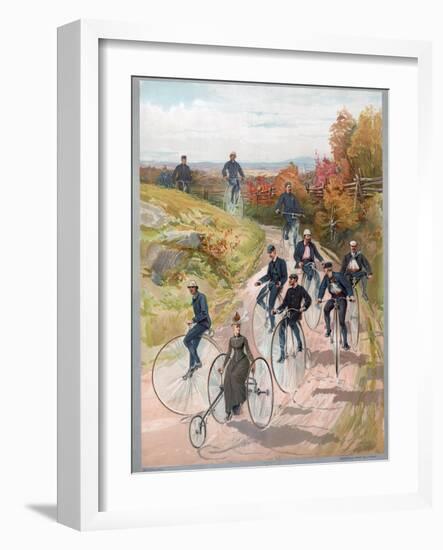 Group Riding Penny-Farthing Bicycles, 1887-null-Framed Giclee Print