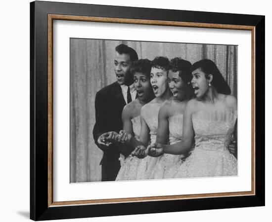 Group Singing on "American Bandstand"-null-Framed Photographic Print