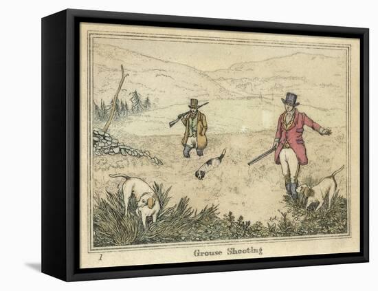 Grouse, Two Men and Their Dogs Walk up a Moor Hoping to Start up Some Grouse-Henry Thomas Alken-Framed Stretched Canvas