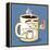 Grumpy Coffee Cartoon Character Eating A Donut-Tony Oshlick-Framed Stretched Canvas