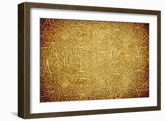 Grunge Background With Oriental Ornaments-javarman-Framed Art Print