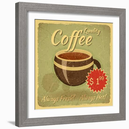 Grunge Card With Coffee Cup-elfivetrov-Framed Art Print