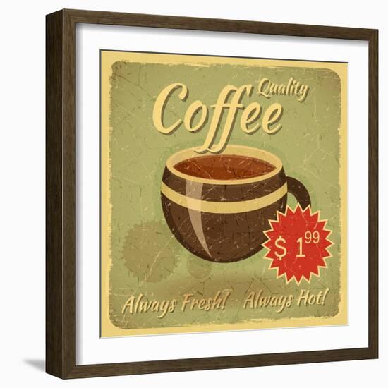 Grunge Card With Coffee Cup-elfivetrov-Framed Art Print