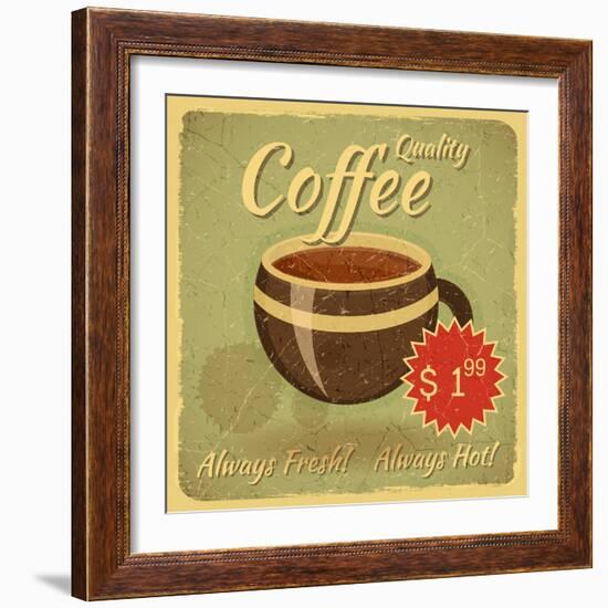 Grunge Card With Coffee Cup-elfivetrov-Framed Art Print