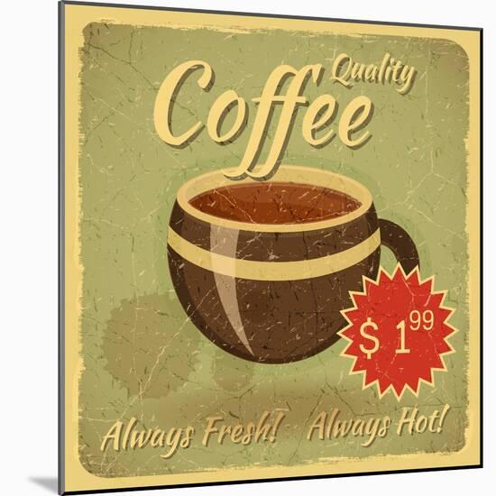 Grunge Card With Coffee Cup-elfivetrov-Mounted Art Print
