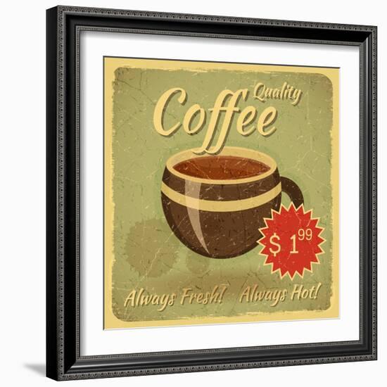 Grunge Card With Coffee Cup-elfivetrov-Framed Art Print