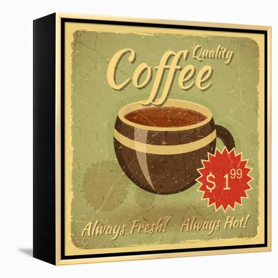 Grunge Card With Coffee Cup-elfivetrov-Framed Stretched Canvas