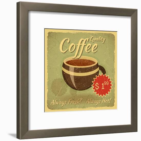 Grunge Card With Coffee Cup-elfivetrov-Framed Art Print