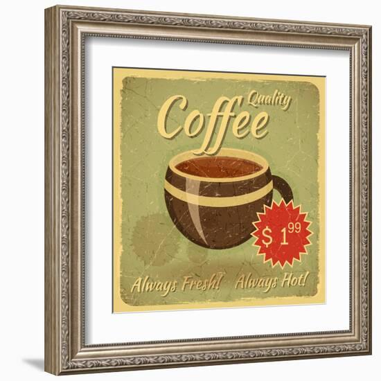 Grunge Card With Coffee Cup-elfivetrov-Framed Art Print