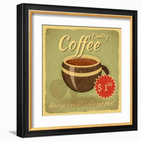 Grunge Card With Coffee Cup-elfivetrov-Framed Art Print